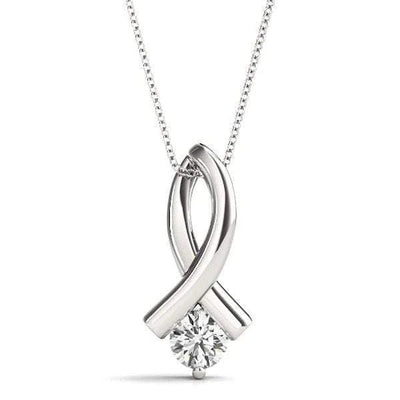 Ribbon Diamond Solitare Pendant- 0.25 Cttw-2